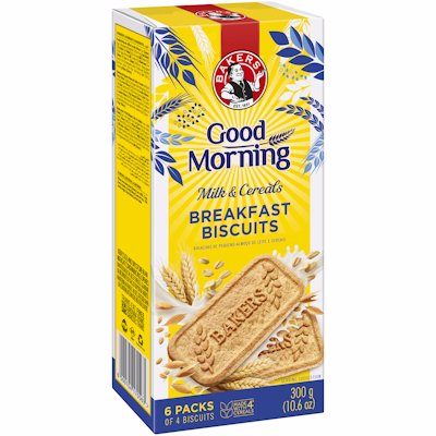 BAKERS GOOD MORNING BISCUIT MILK & CEREALS 300GR