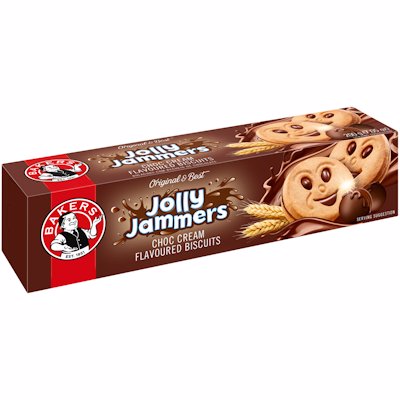 BAKERS JOLLY JAMMERS CHOCOLATE FLAVOURED 200GR