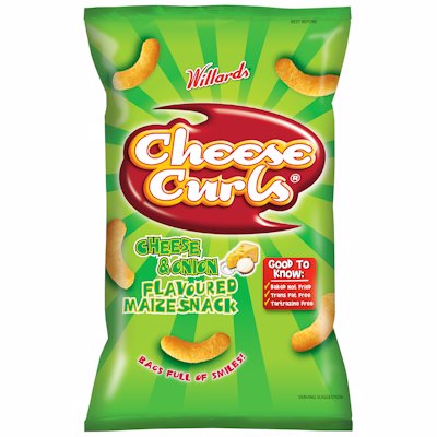 WILLARDS CHIPS CHEESE CURLS CHEESE & ONION 150GR