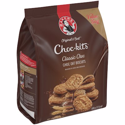 BAKERS CHOC-KITS CRUNCHY OAT CHOC BISCUITS 500GR