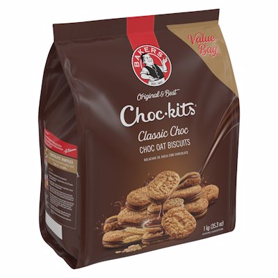 BAKERS CHOC-KITS CRUNCHY OAT CHOC BISCUITS 1KG