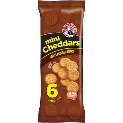 BAKERS MINI CHEDDARS BBQ 198GR