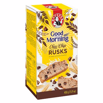 BAKERS GOOD MORNING RUSKS CHOC CHIP 450GR