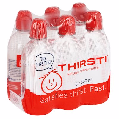 THIRSTI NATURAL SPRING WATER STILL 6 PACK 330ML