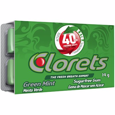 CLORETS SUGARFREE GUM GREEN MINT 14G