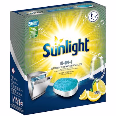 SUNLIGHT AUTO DISHWASHER TABLETS 5 IN 1 56'S