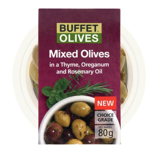 BUFFET OLIVES THYME OREGANUM & ROSEMARY OIL 80GR