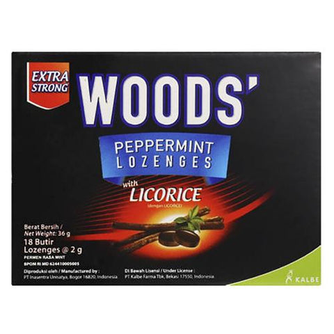 WOODS PEPPERMINT LOZENGES LIQUORICE 6'S