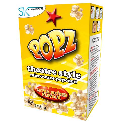 POPZ BUTTER FLAVOURED MICROWAVE POPCORN 3'S