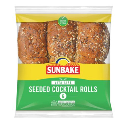 SUNBAKE BROWN SEEDED COCKTAIL ROLLS 6'S