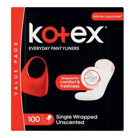 KOTEX EVERYDAY PANTY LINERS UNSCENTED 100'S