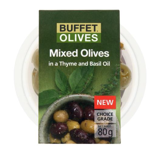 BUFFET OLIVES THYME & BASIL OIL 80GR