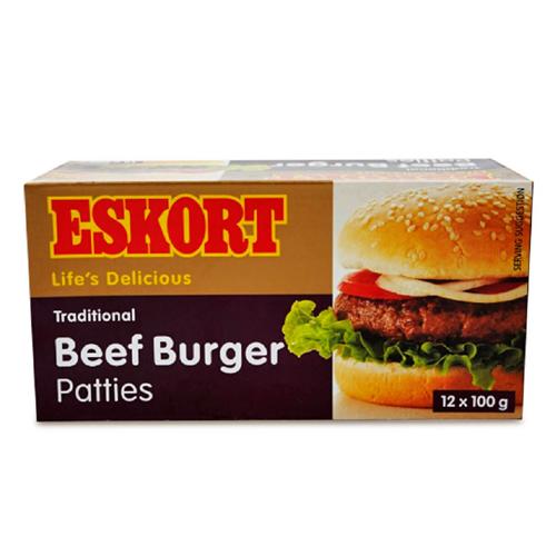 ESKORT BEEF BURGER PATTIES 12'S