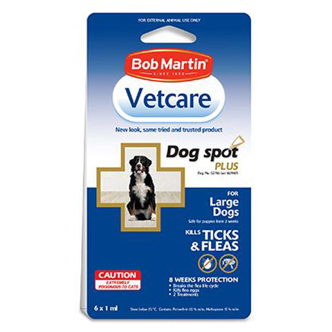 BOB MARTIN  DOG SPOT PLUS FOR LARGE DOGS 6X1ML