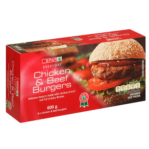 SPAR CHICKEN & BEEF BURGERS 600GR