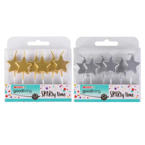 GOOD LIVING CANDLES STARS GOLD OR SILVER 6'S