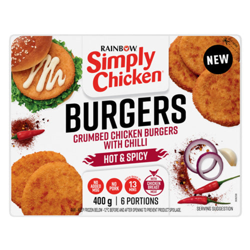 SIMPLY CHICKEN BURGER HOT & SPICY 400GR