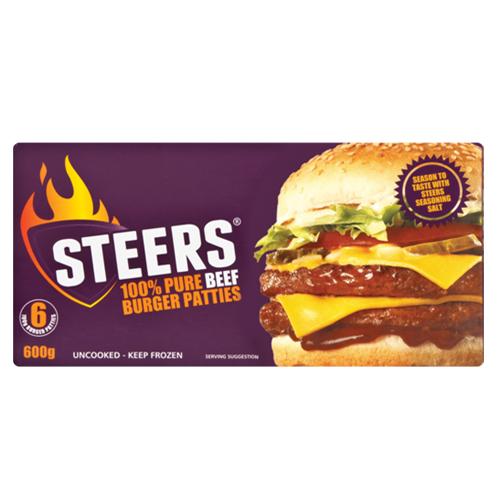 STEERS FROZEN BURGER PATTIES 600GR