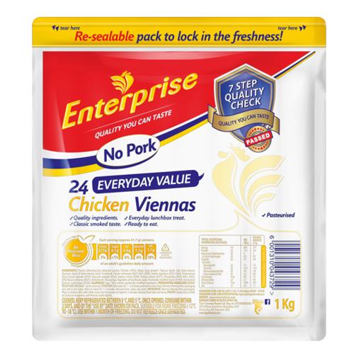 ENTERPRISE 24 EVERYDAY VALUE CHICKEN VIENNA 1KG